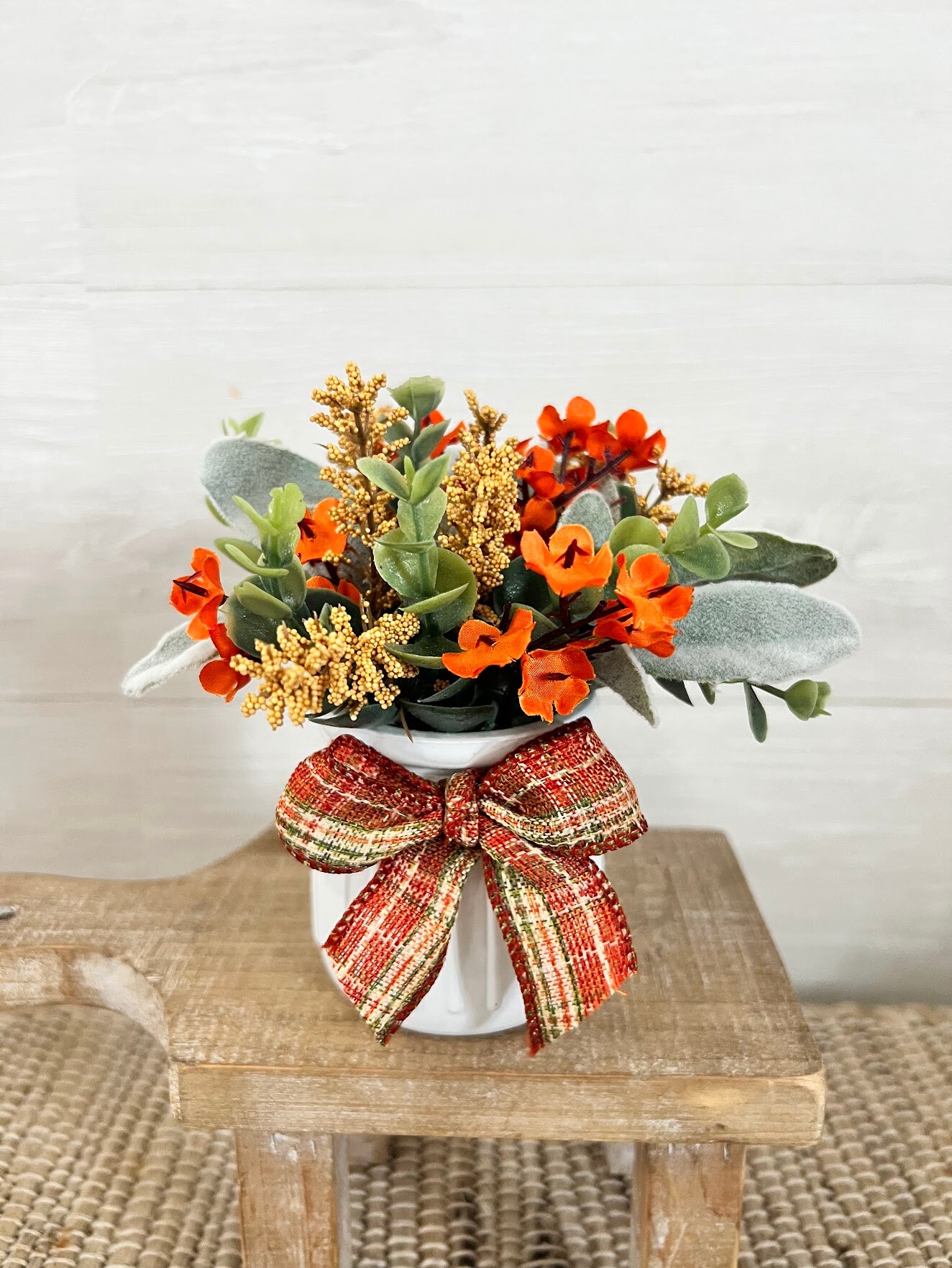 Fall tiered Tray mini floral arrangement, farmhouse fall home decor ...