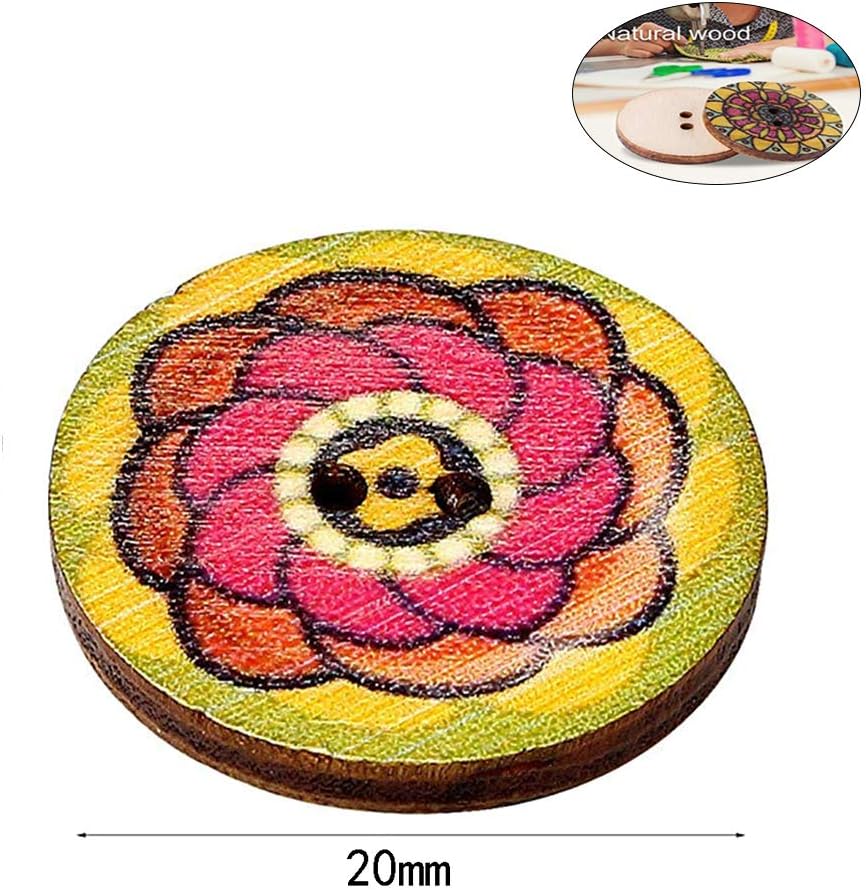 200 PCS Wood Buttons, Vintage Wood Buttons with 2 Holes for DIY Sewing Craft Decorative