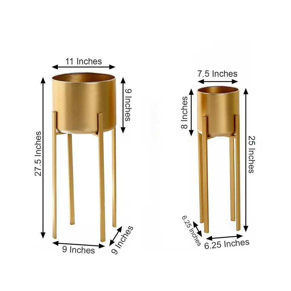 GOLD 2 Metal Planter Stand Decorative Indoor FLOWER POTS