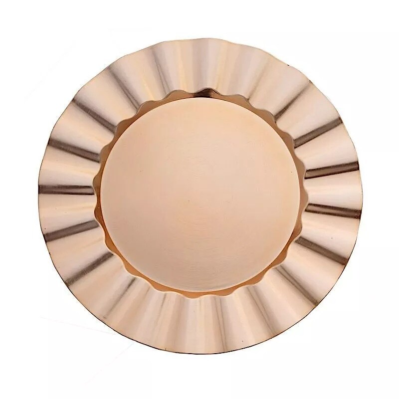 24 GOLD 13&#x22; Round Scalloped Trim Charger Plates