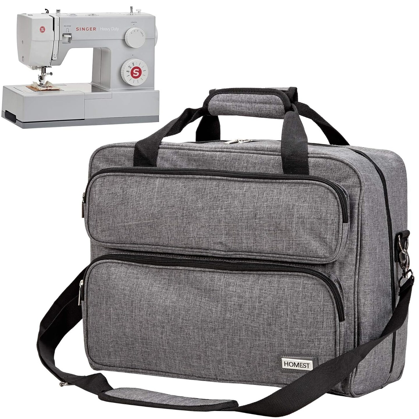 Sewing Machine Carrying Case, Universal Tote Bag with Shoulder Strap Compatible with Most Standard Singer, Brother, Janome, Grey (Patent Design)