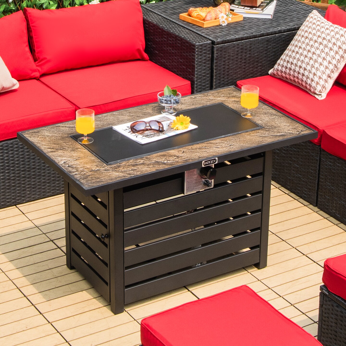 42 Inch 50000 Btu Propane Fire Pit Table With Ore Powder Surface