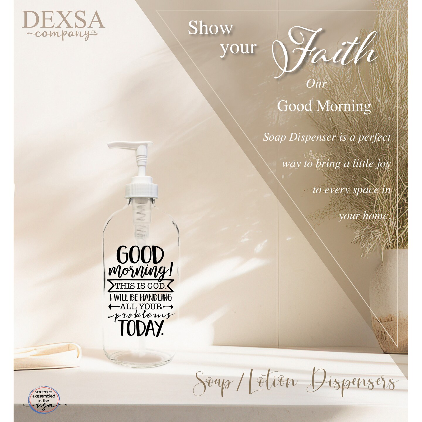 Good Morning! This Is God 16 oz Glass Soap Dispenser