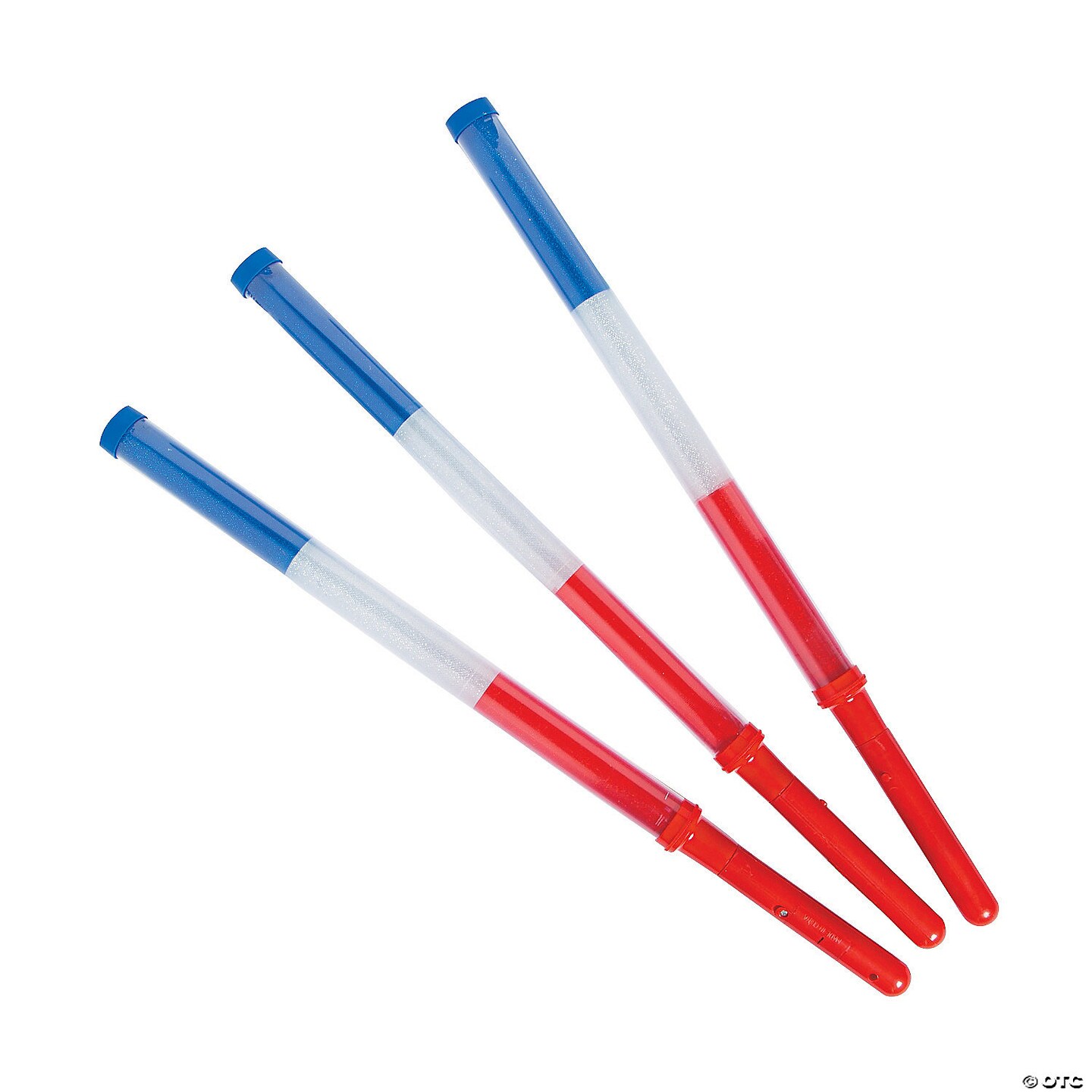 18 1/4&#x22; Patriotic Light-Up Flashing Red, White &#x26; Blue Plastic Batons - 6 Pc.