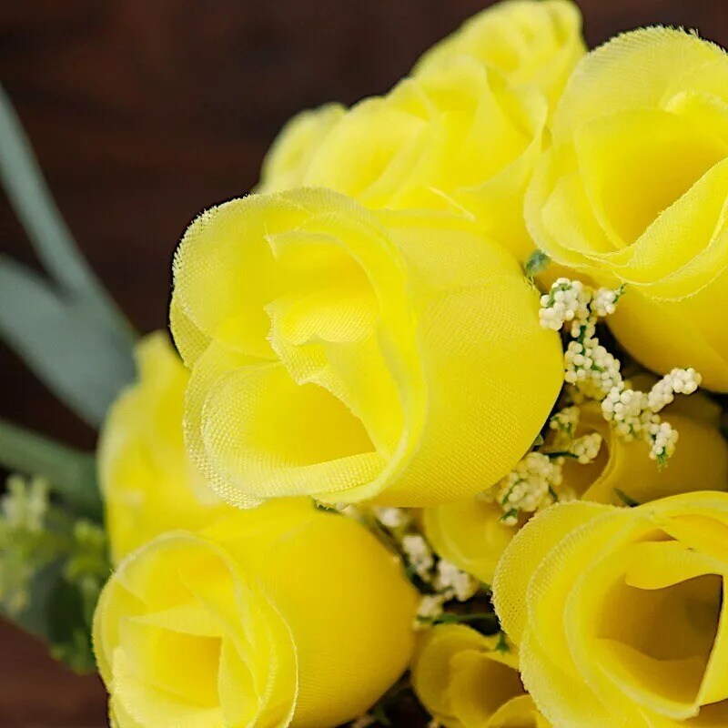 84 Yellow SILK ROSE BUDS Wedding Party Flowers Bouquets