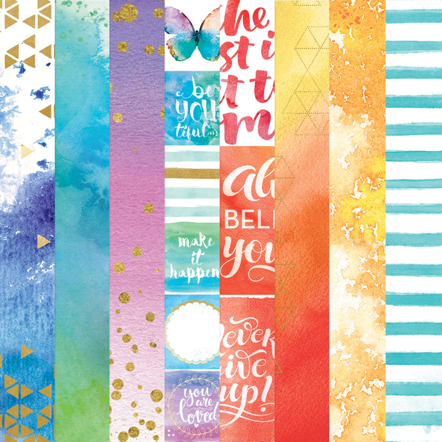 COLOR WASHED PATTERN 12 X12 SCRAPBOOK PAPER SET