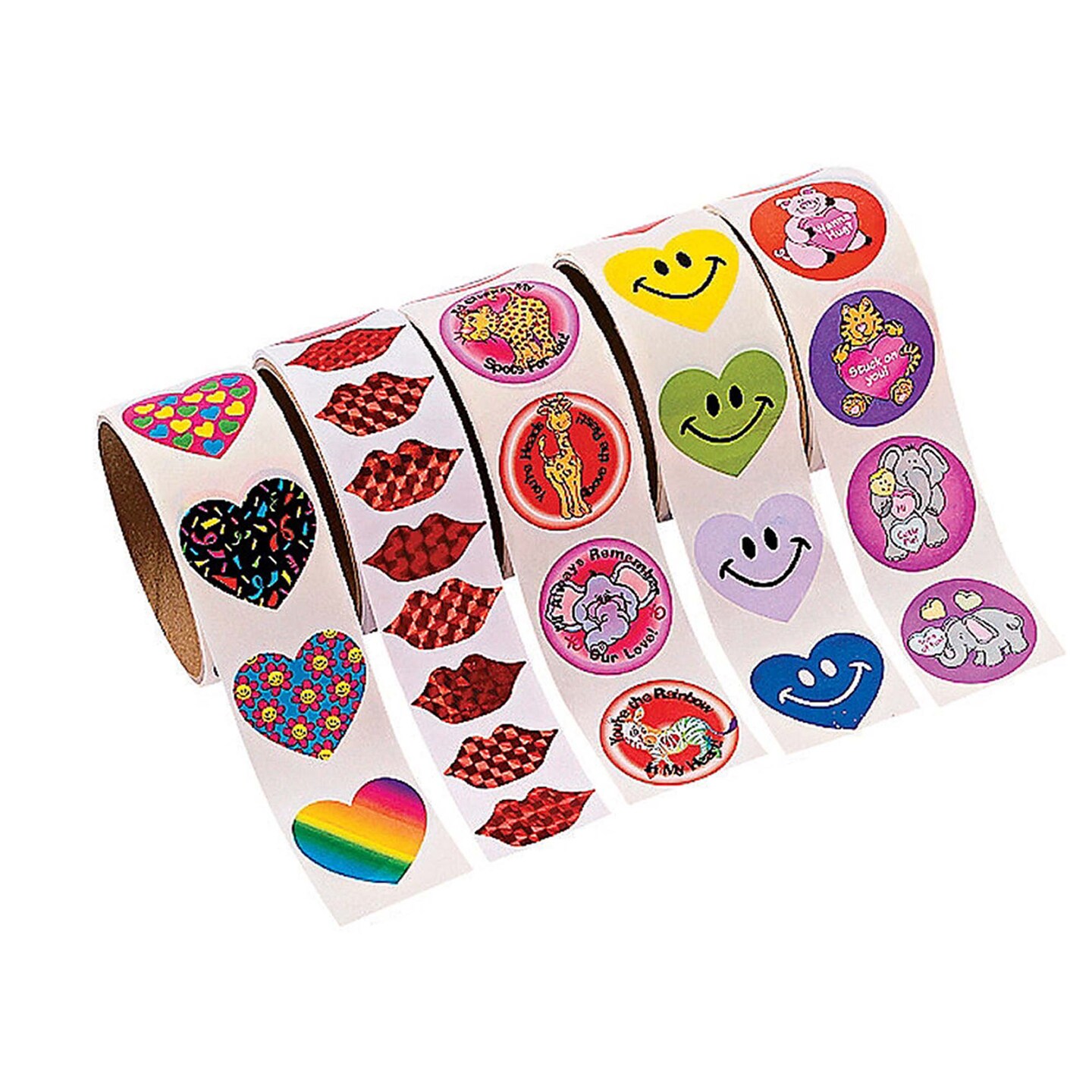 Bulk Valentine Rolls of Stickers Assortment 1000 Pc.