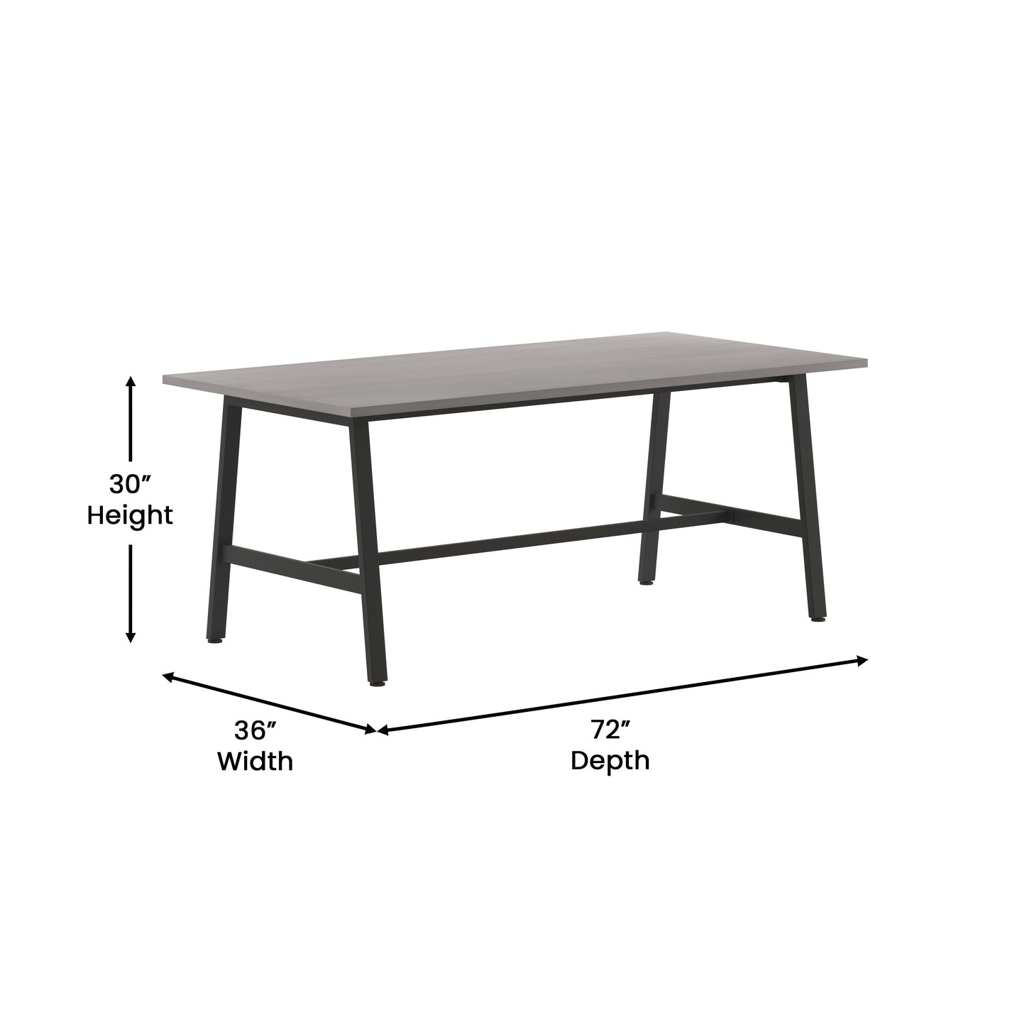 Emma and Oliver Remy 72x36 Dining or Gaming Table with Double Sided Laminate Table Top and Heavy Duty A-Frame Steel Base