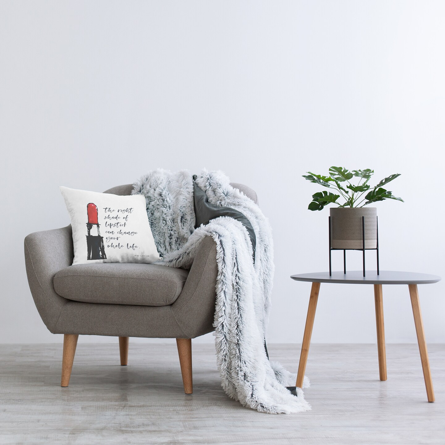 Stupell Industries Stylish Motivating Lipstick Fashion Calligraphy Quote Decorative Printed Throw Pillow