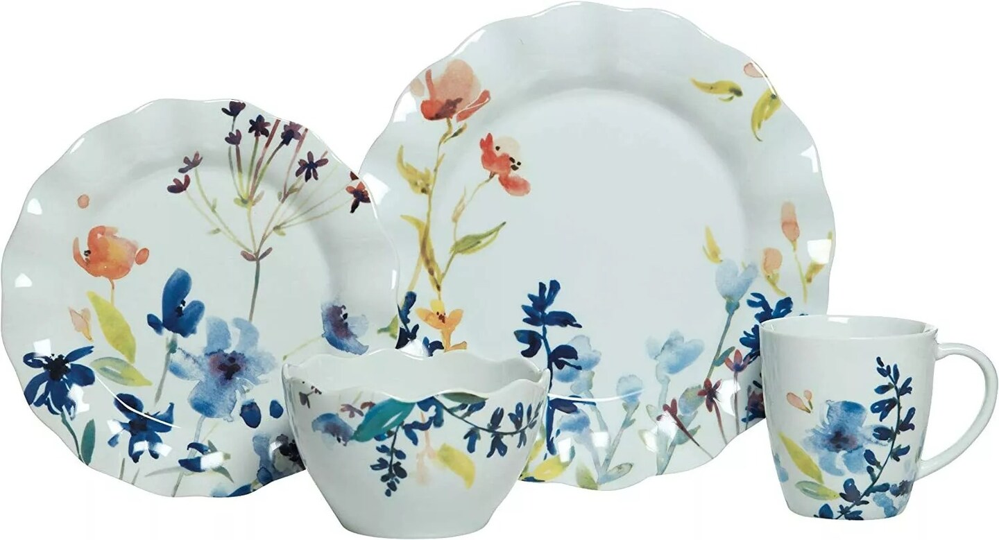 Fitz and Floyd Floral Splash 16-Piece Dinnerware Set, Assorted