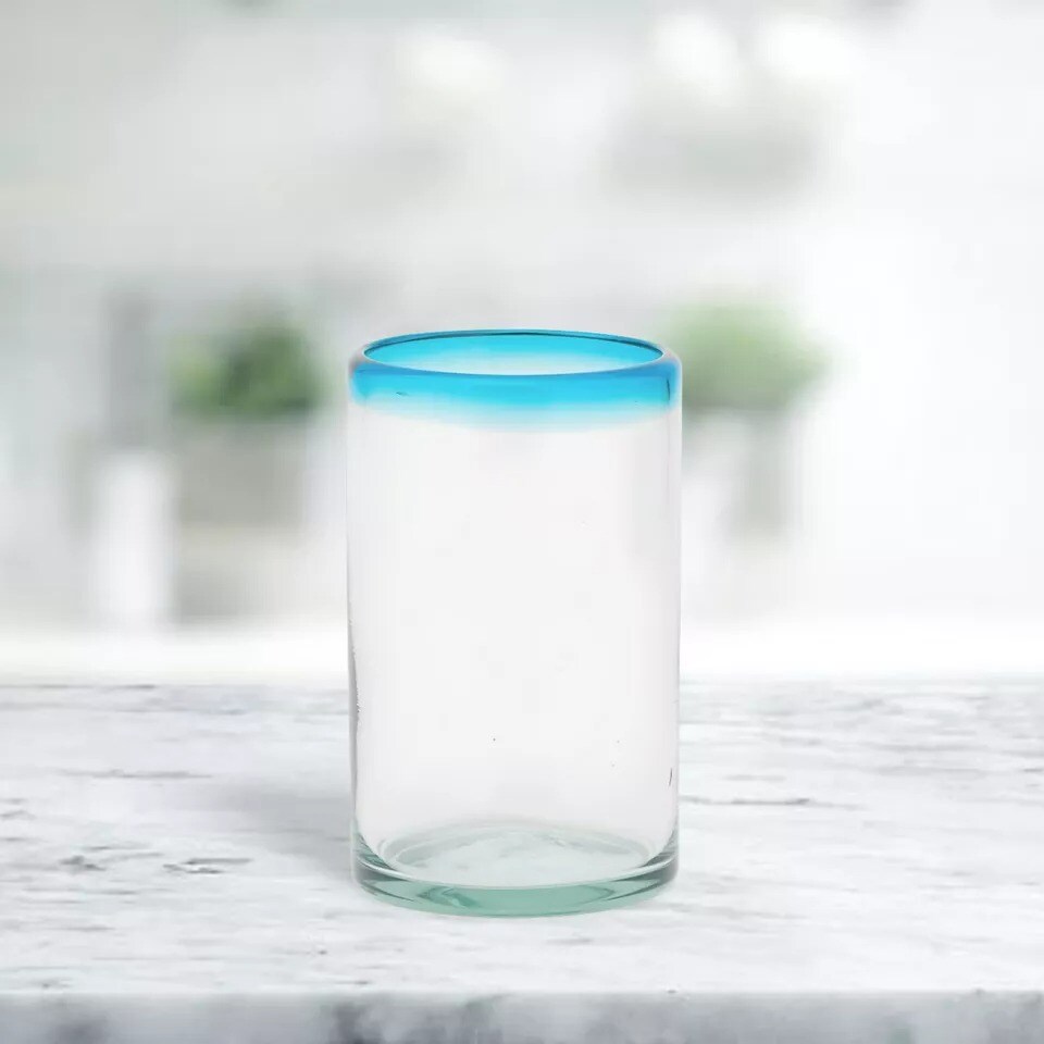 Amici Home Aqua Rim Hiball Glass | Set of 6 | 16 Ounce