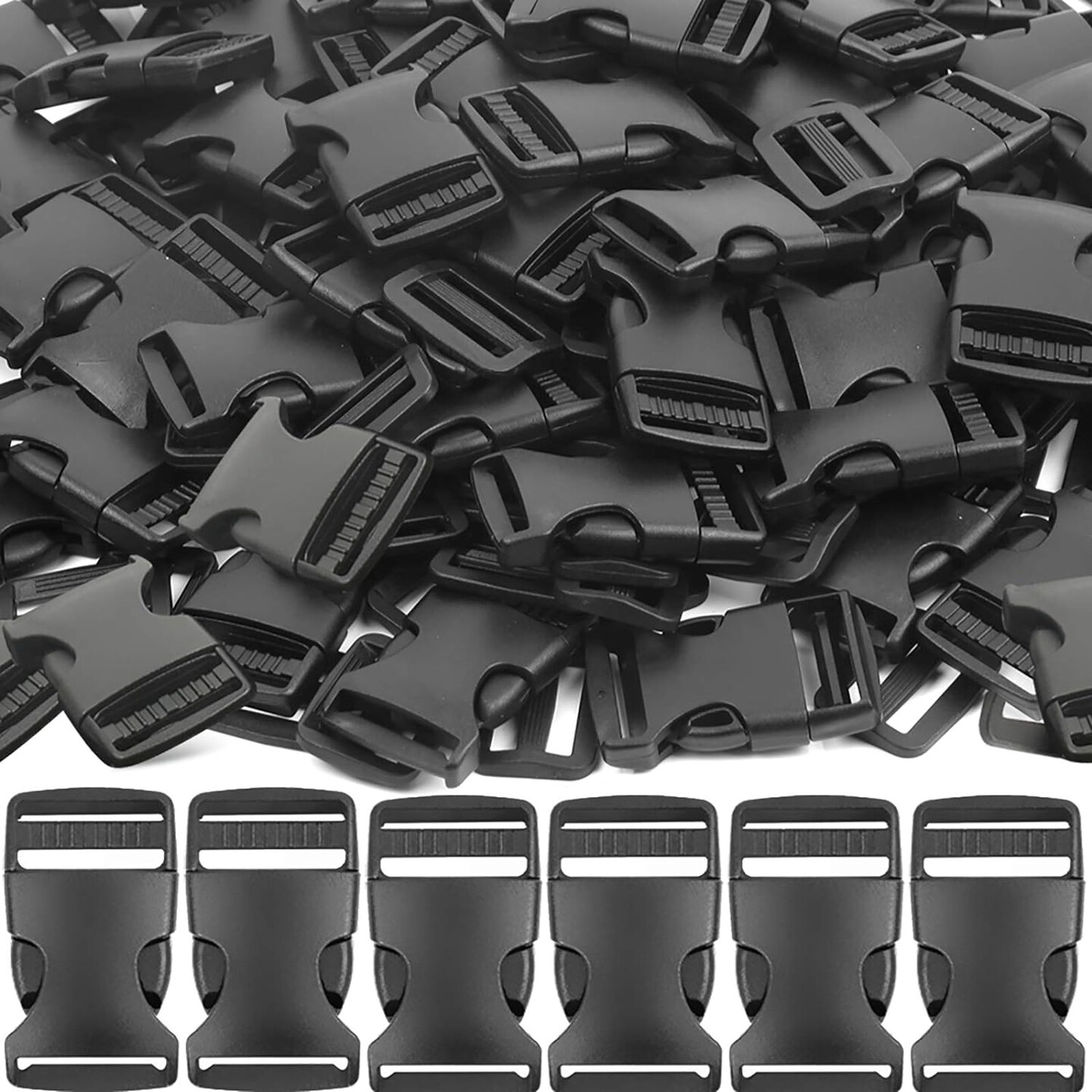 1 Inch Plastic Buckles, 80 Side Release Strap Buckles and Slides Parachute Buckles for DIY Backpack Luggage Strap