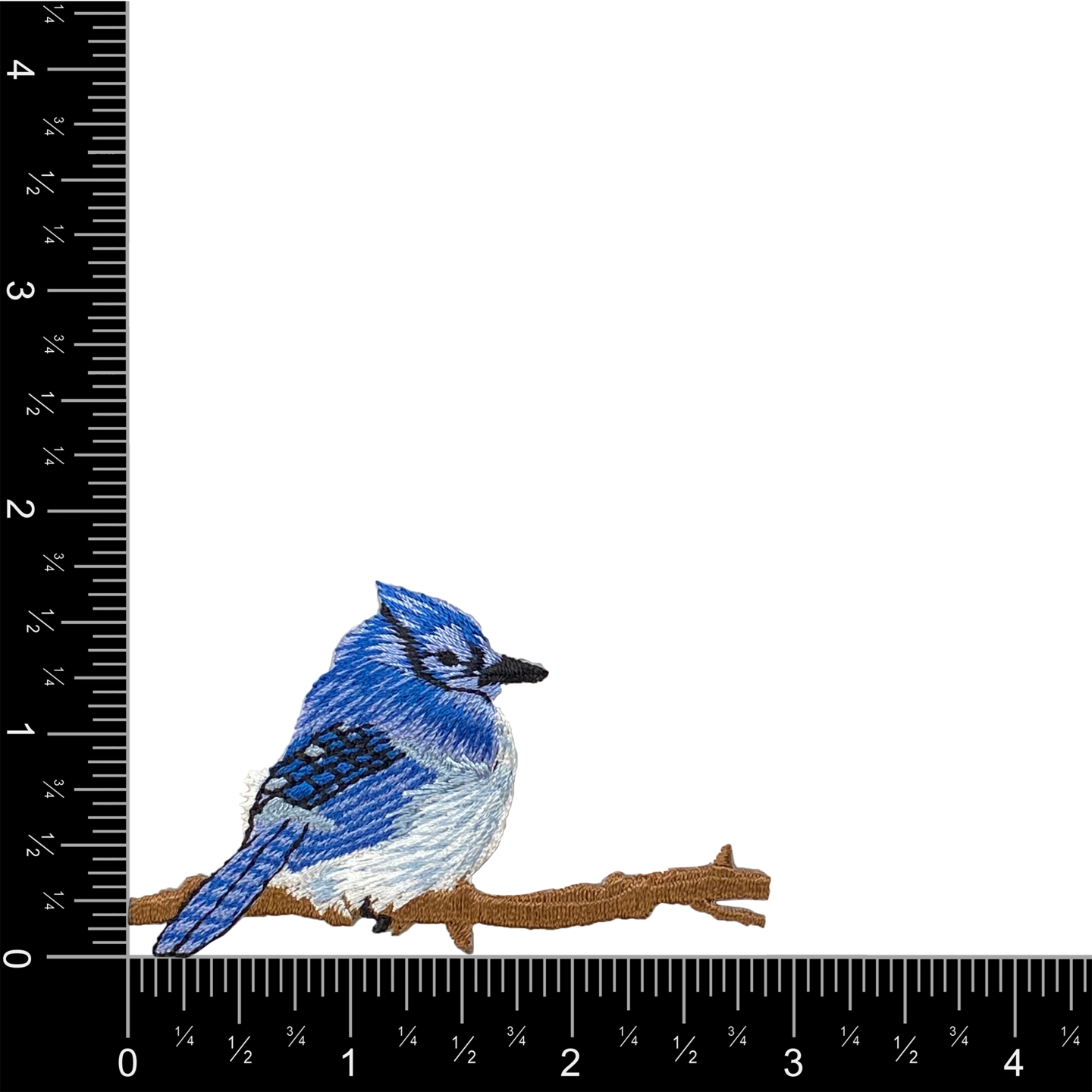 Bluejay, Birds, Blue Jay on Tree Branch, Embroidered, Iron on Patch