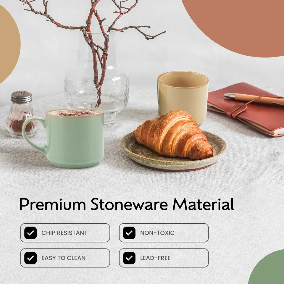 American Atelier Stackable Coffee Mugs Set, Ceramic Multi-Color 4 Cups, 16 Ounce