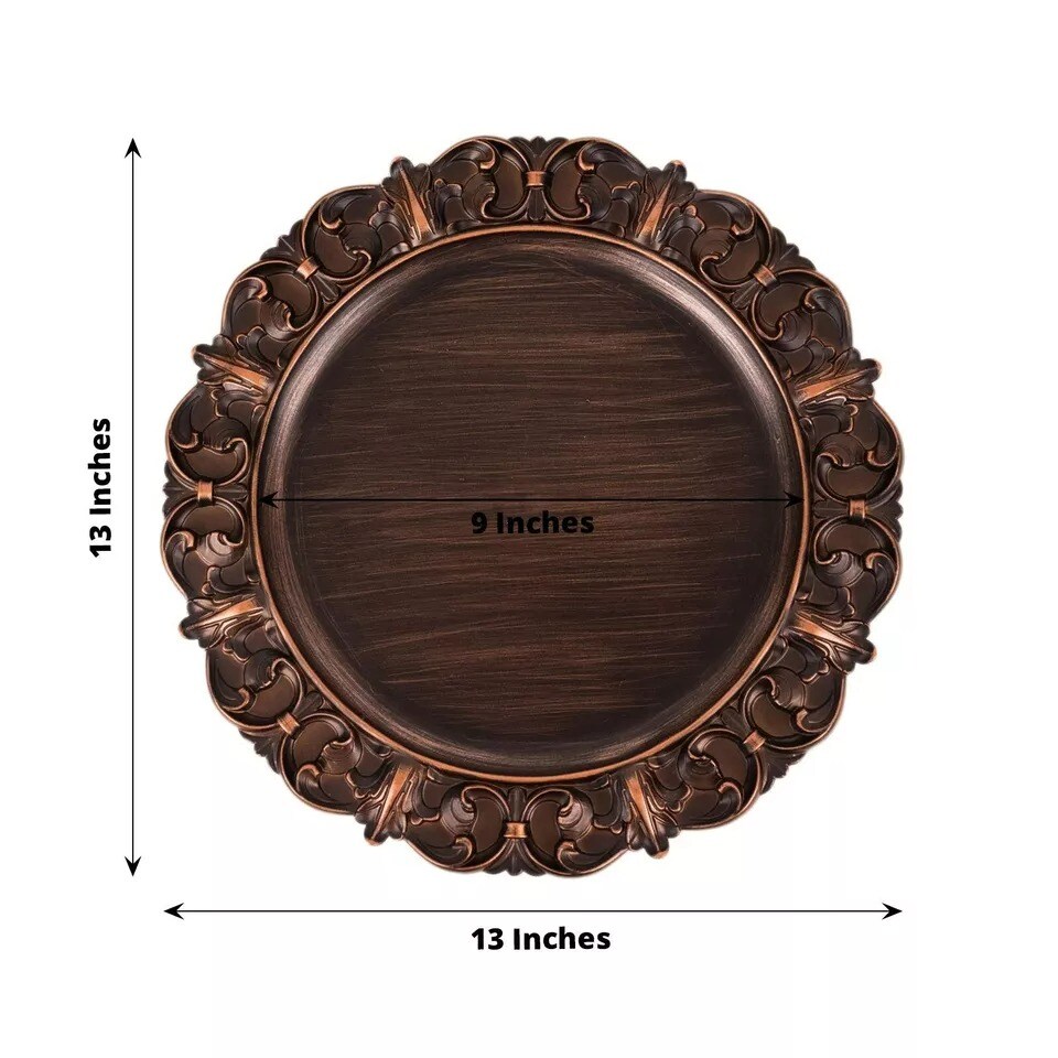Dark Brown 6 Round 13&#x22; Aristocrat Style Acrylic Charger Plates