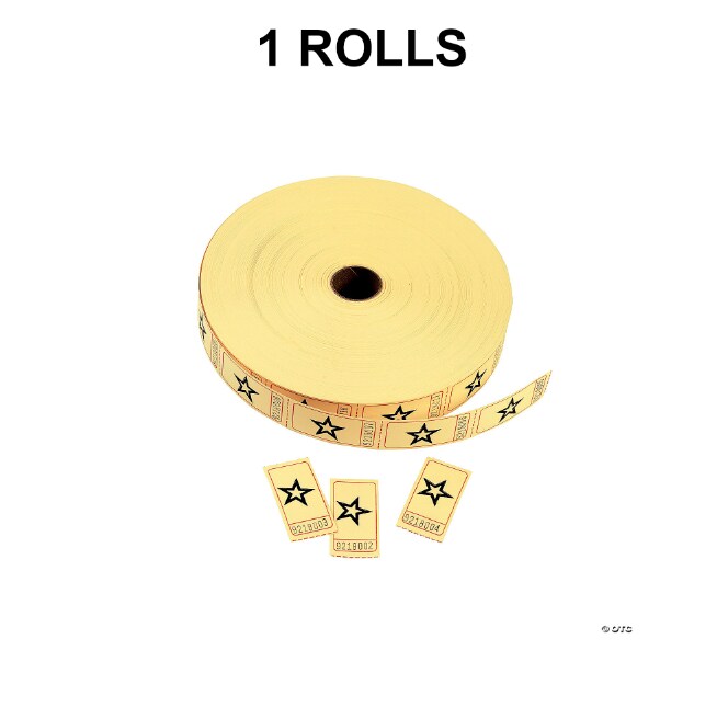 2&#x22; x 1&#x22; Bulk 2000 Pc. Yellow Star Single Roll Raffle Tickets