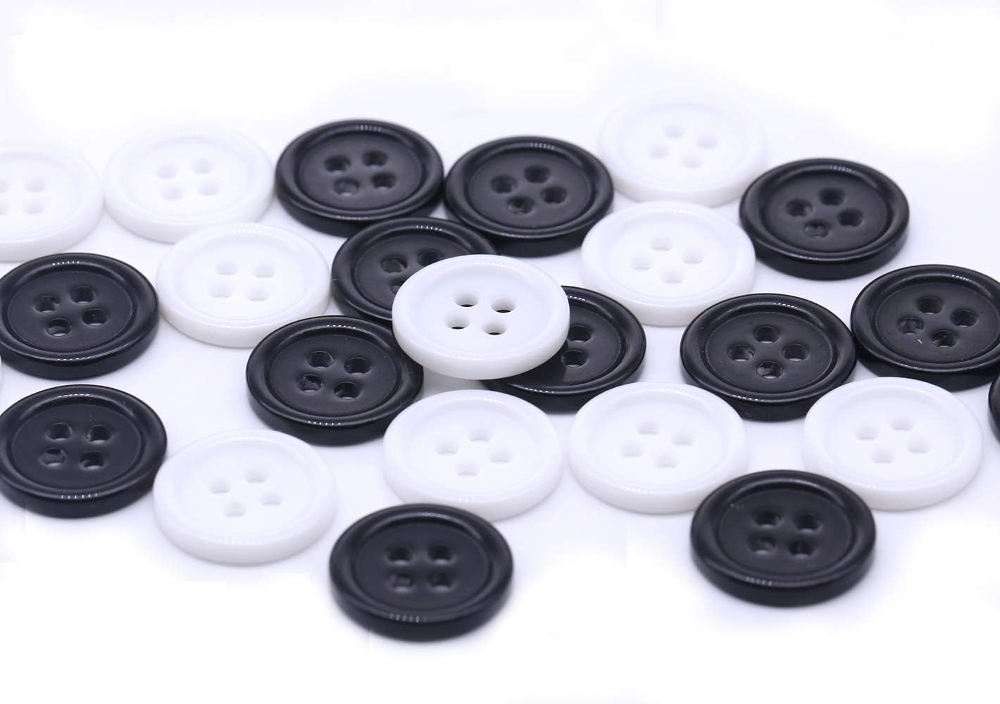 5/8 Inch 4 Holes Black Buttons 15mm Sewing Round Button for Craft Pack of 160 Pcs