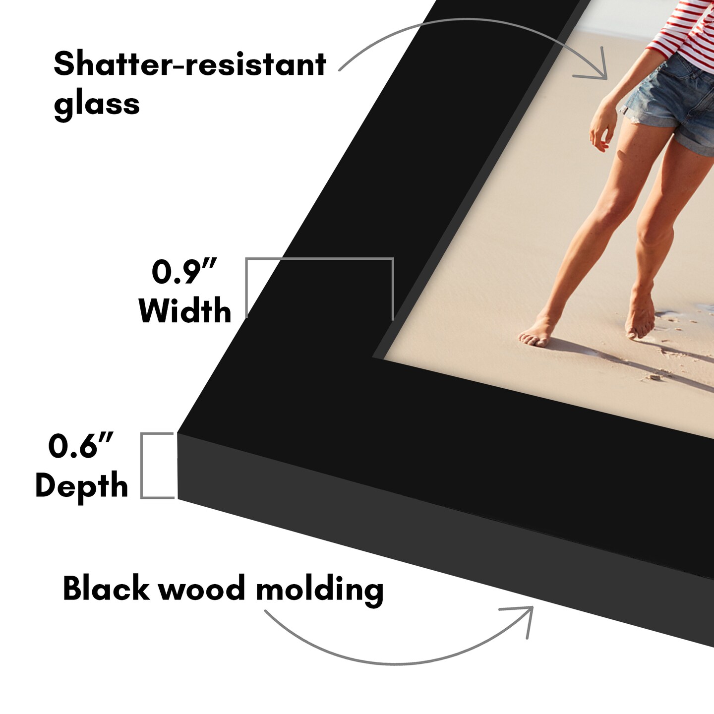 Americanflat 4x6 Modern Picture Frame - Set of 2 - Photo Frame for Wall Display - Shatter Resistant Glass - Adjustable Hanging Hardware - Includes Easel for Tabletop Display - Black
