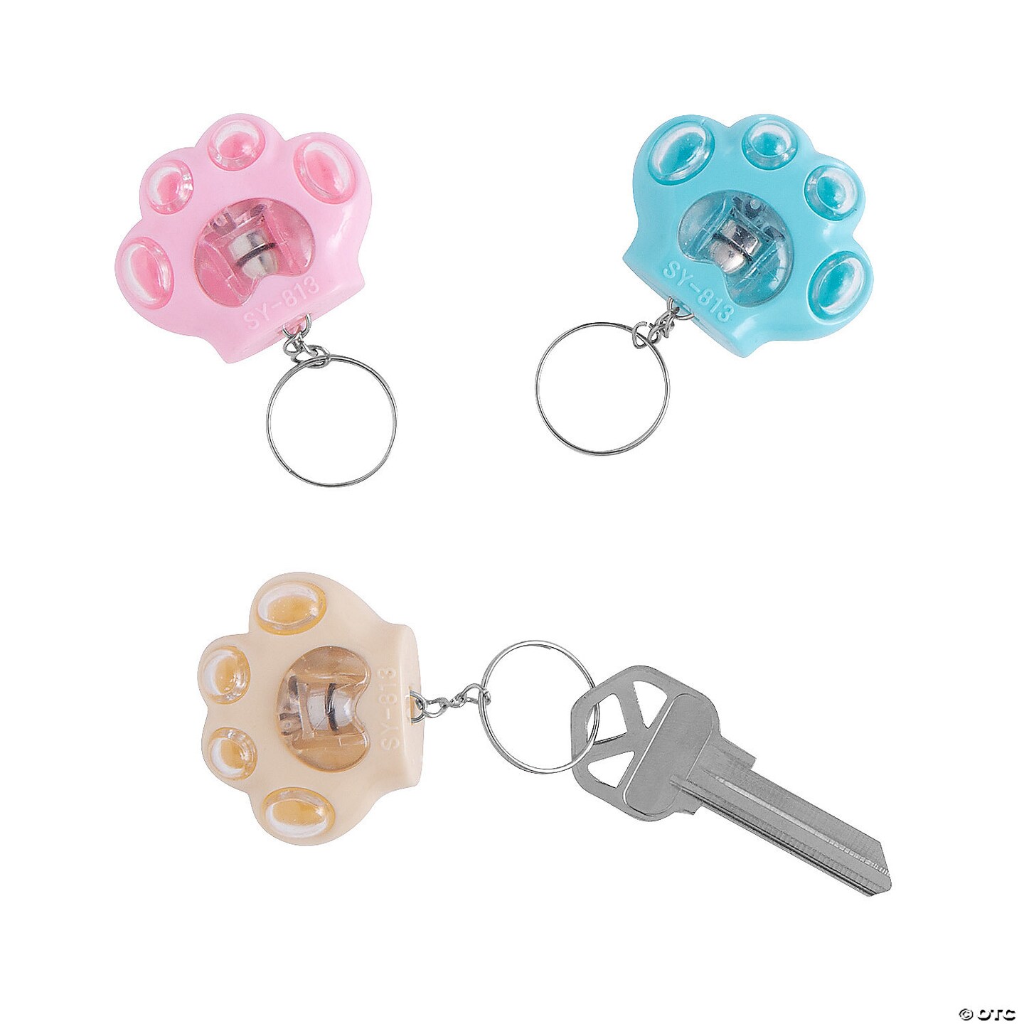 Light-Up Paw Keychains - 12 Pc.