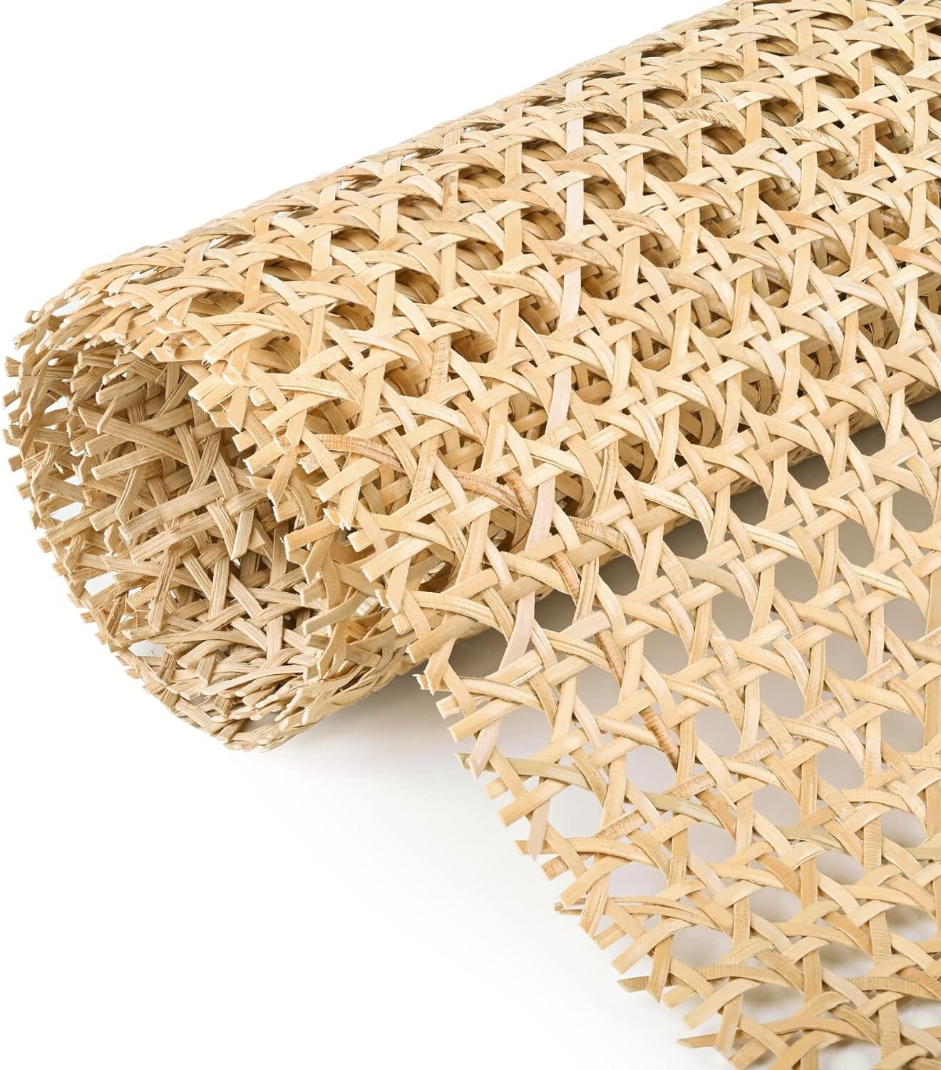 24&#x22; Width X 3.3 Feet Cane Rattan Webbing Roll for Caning Projects, Cane Webbing Sheet, Natural Pre-Woven Open Mesh Cane for Furniture Chair Cabinet Ceiling Bed Door