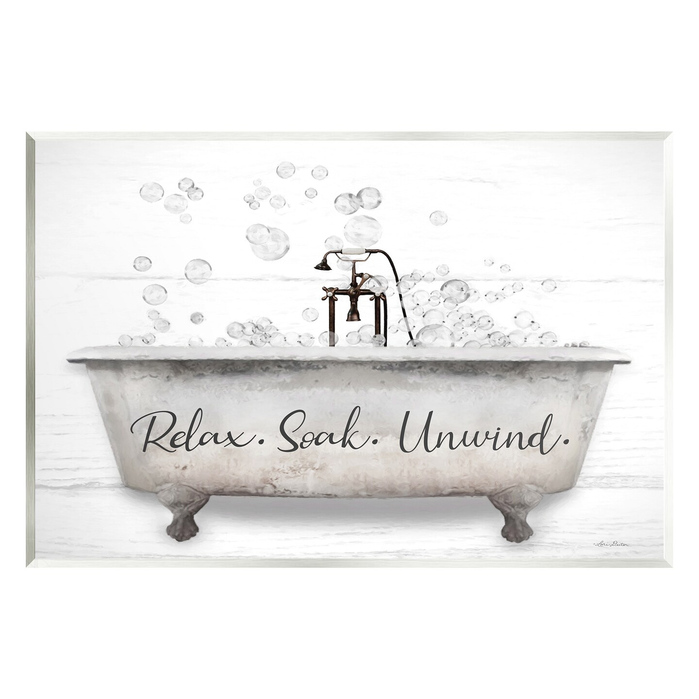 Stupell Industries Relax Soak Unwind Bathtub Wall Plaque Art