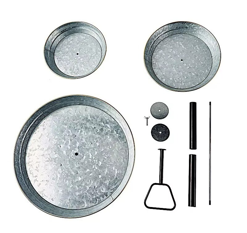 20" Silver Black 3 Tiers Galvanized Metal Serving Trays Cupcake Holders