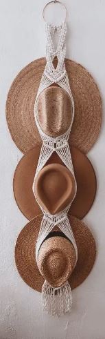Gold Ring Triple Macrame Hat Holder How to Make a Macrame Hanger for Hats — The Green Mad House main image 4