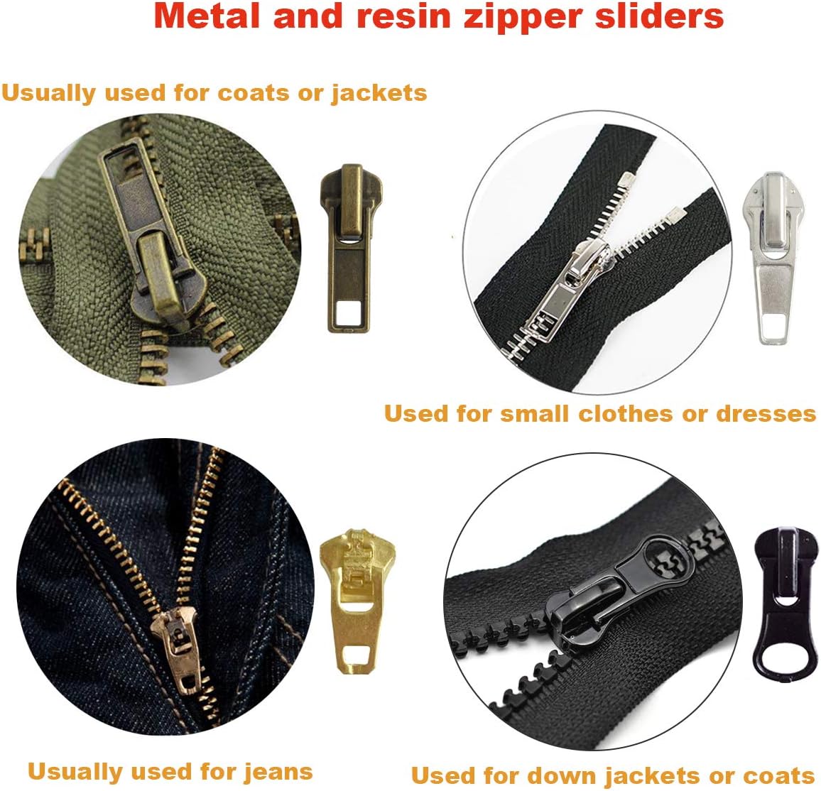 169Pcs Zipper Repair Kit Zipper Replacement Zipper Pull Rescue Kit with Zipper Install Pliers Tool and Zipper Extension Pulls for Clothing Jackets Purses Luggage Backpacks (Silver and Black)