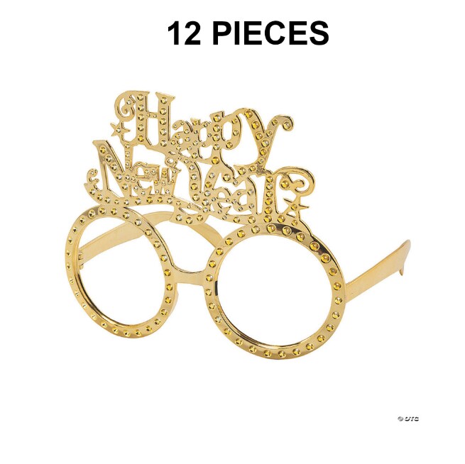 Happy New Year Gold Glasses - 12 Pc.
