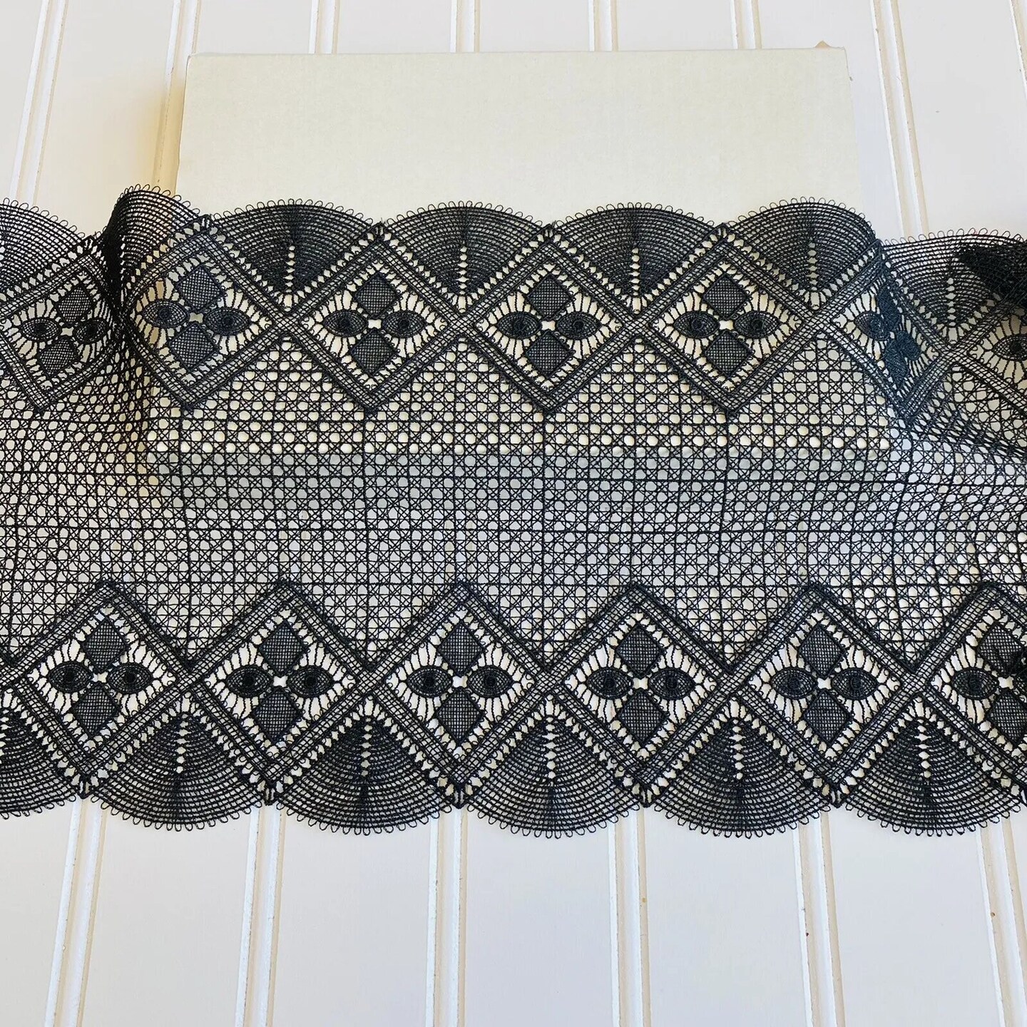 Kitcheniva 7.5" Wide Black Embroidered Double-edged Tulle Trim