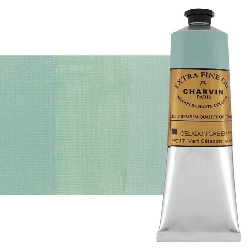 Charvin Extra Fine Professional Celadon Green Artist Oil Paint 150ml - Triple-Milled for Smoothness, Rich Creamy Texture, Poppy Oil-Based, Light-Fast, Handmade Oil Color Paints for Professionals