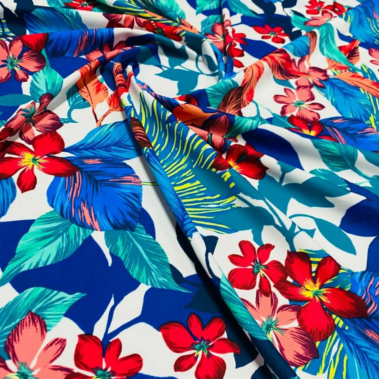 Kitcheniva Nylon Fabric Hawaiian Fashion Blue UV Resistant 1 Yard