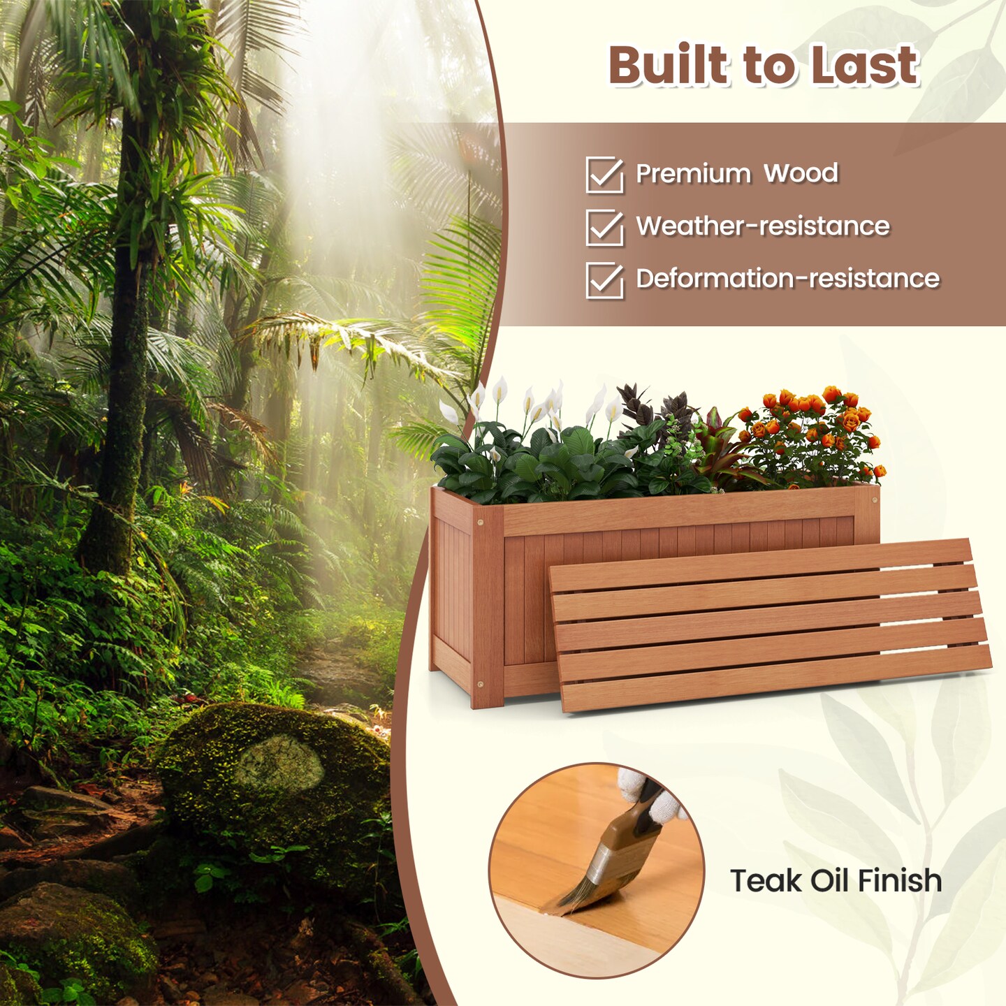 Outdoor Plant Container With Seat For Garden Yard Balcony Deck