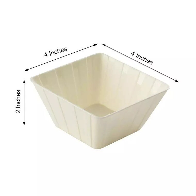 12 pk Plastic 7 oz IVORY STRIPED BOWLS Disposable TABLEWARE