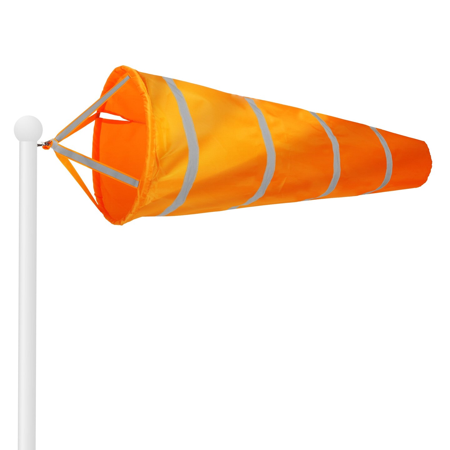 G128 Orange Windsock 60 Inch | Printed 210D Polyester | Heavy Duty Polyester Wind Direction Measurement with Reflective Belt, For Outdoor Airport, Farm and Park