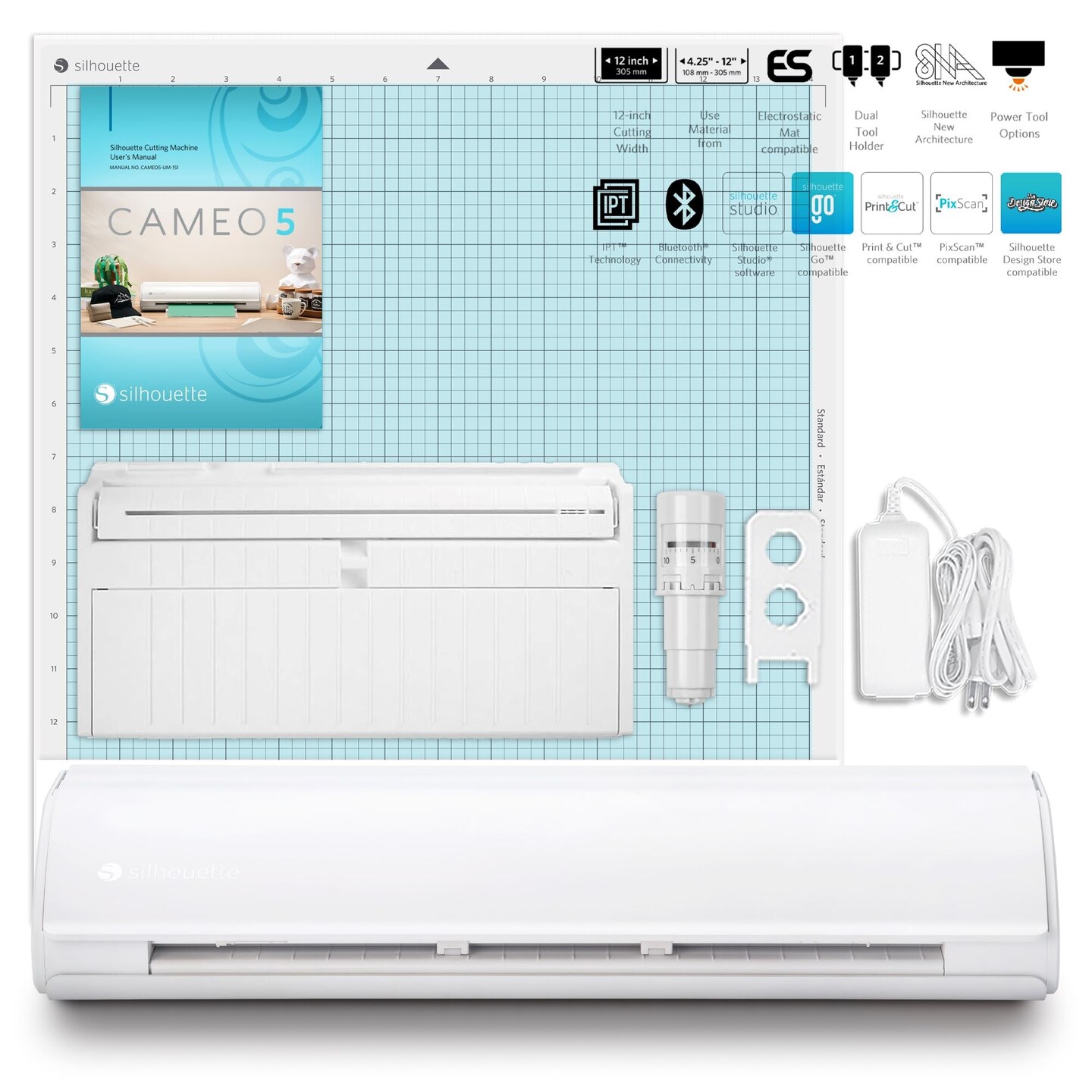 Silhouette Cameo 5 PLUS w/ Advanced Blade Pack, 38 Oracal Sheets, Siser HTV