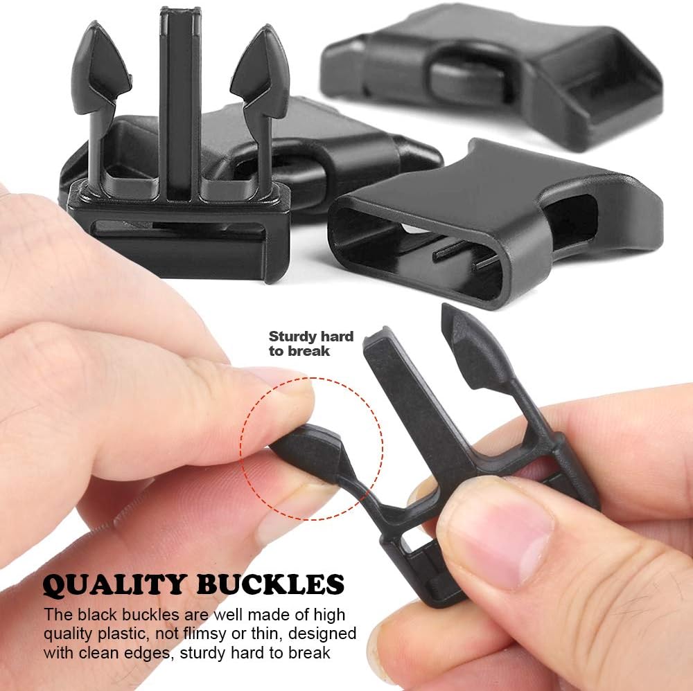 1 Inch Plastic Buckles, 80 Side Release Strap Buckles and Slides Parachute Buckles for DIY Backpack Luggage Strap