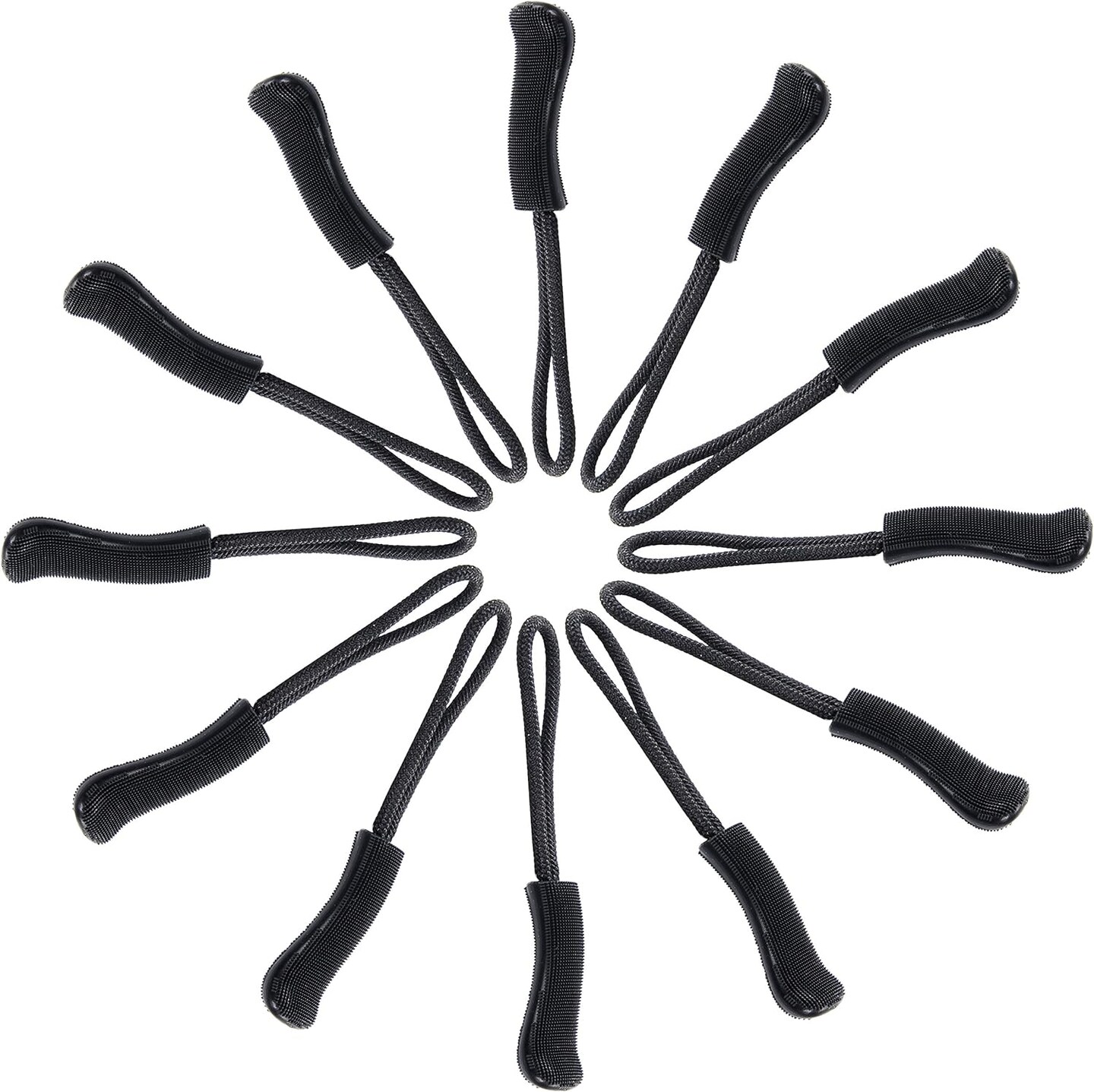 Zipper Pulls, Durable Zipper Pull Tab Replacement Zip Tab Tag Cord Extension Fixer Helper for Luggage, Jackets, Boots, Backpack, Purse, Handbags - Black, 12 Pcs