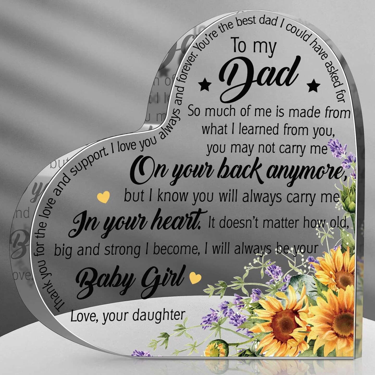 Romantic Flower Design Plaque for Father&#x27;s Day Gift