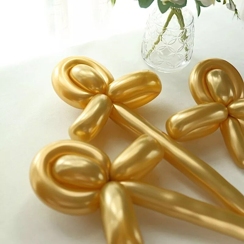 50 GOLD 30&#x22; Long Modeling Twisting Metallic Latex BALLOONS