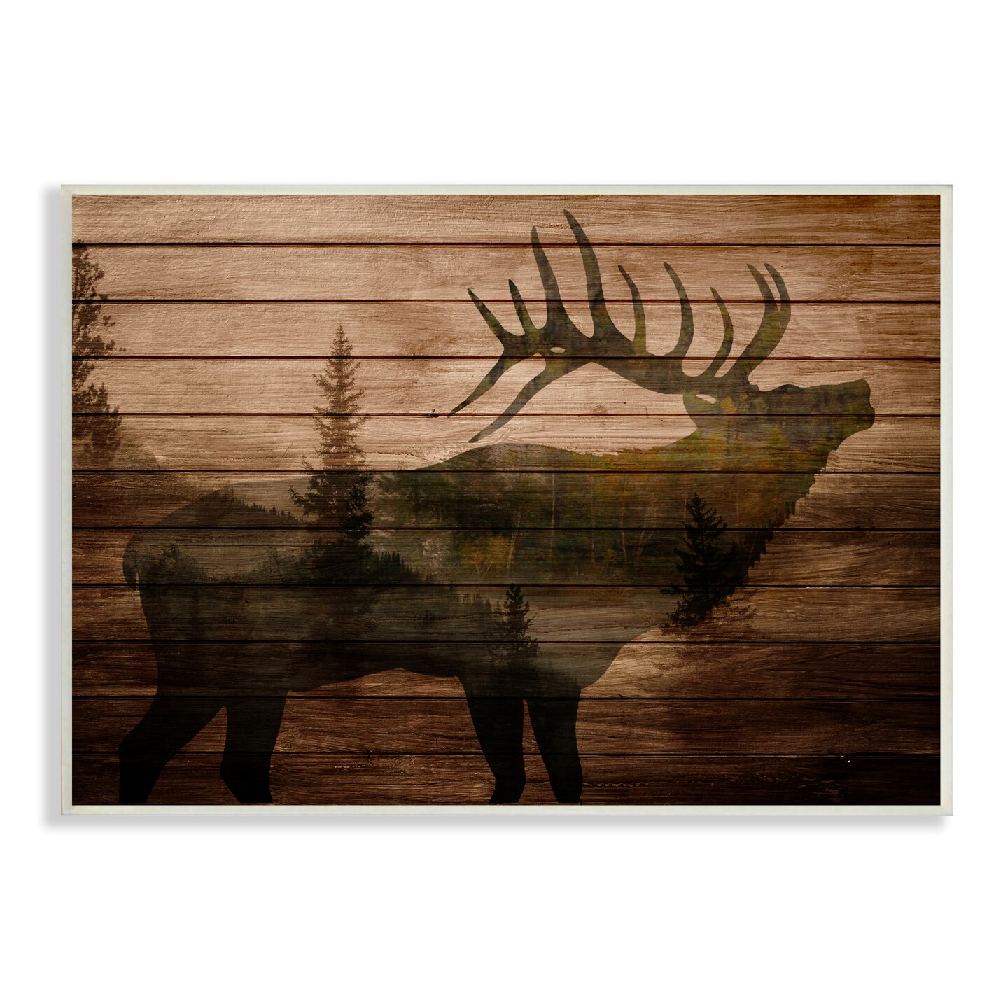 Stupell Industries Forest Elk Silhouette Landscape Wall Plaque Art