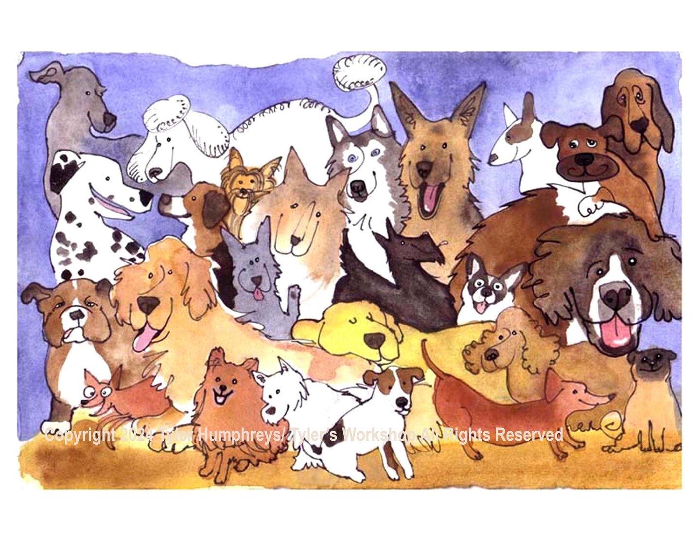 Dog Card Funny Dog Greeting Card Dog Breeds Print Dogs Illustration  Funny Dogs Watercolor Painting Print 'Best In Show' MakerPlace by