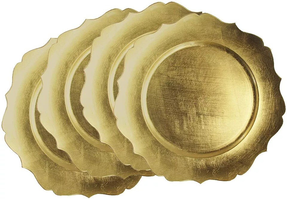 ChargeIt by Jay Scallop Charger Plate Decorative Melamine, 13 Inch, Set of 8