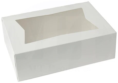 8&#x22; x 5 3/4&#x22; x 2 1/2&#x22; H White Bakery Treat Boxes with Window Pastry Boxes for Cakes, Cookies and Desserts