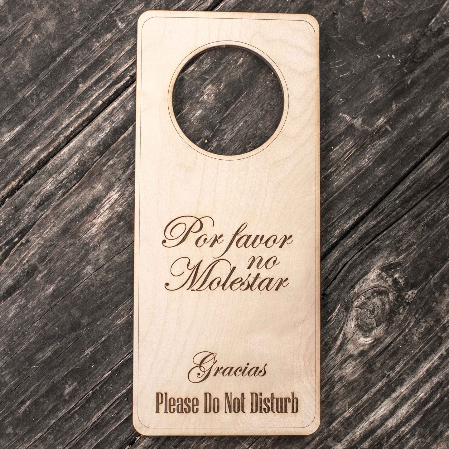 Spanish Language - Please Do Not Disturb - Door Hanger - Raw Wood 9x4