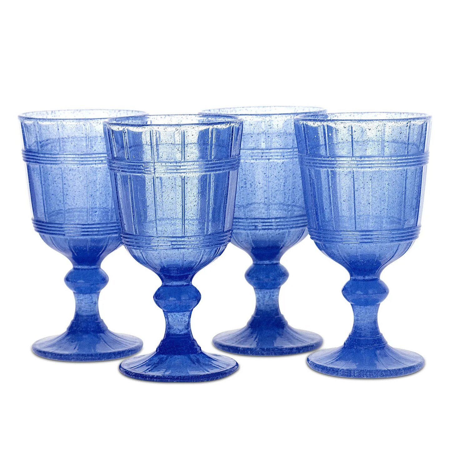 American Atelier Vintage Blue Bubbles Wine Glasses Set of 4, 11 oz - Blue