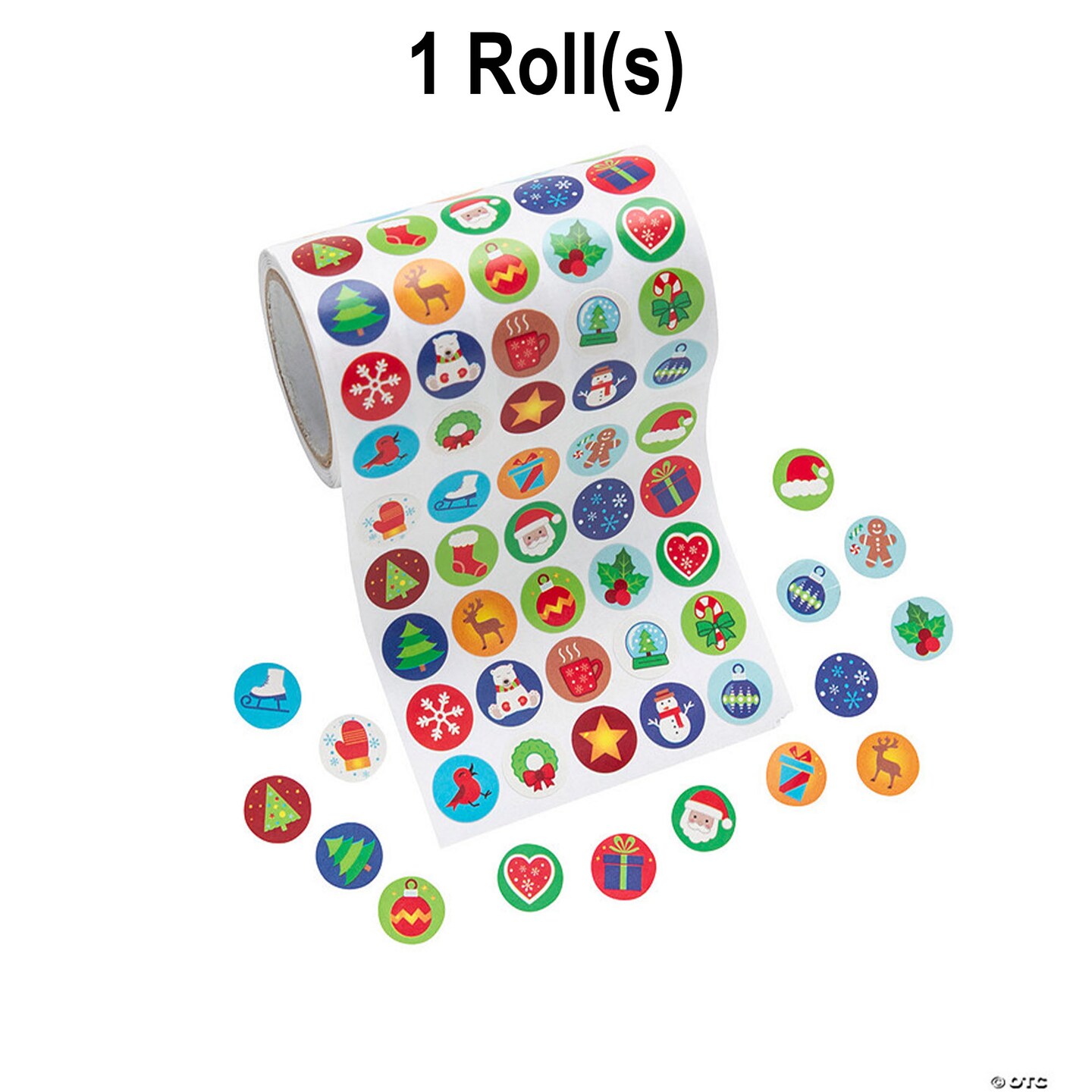 Mini Christmas Sticker Roll Bulk 1000 Pc.