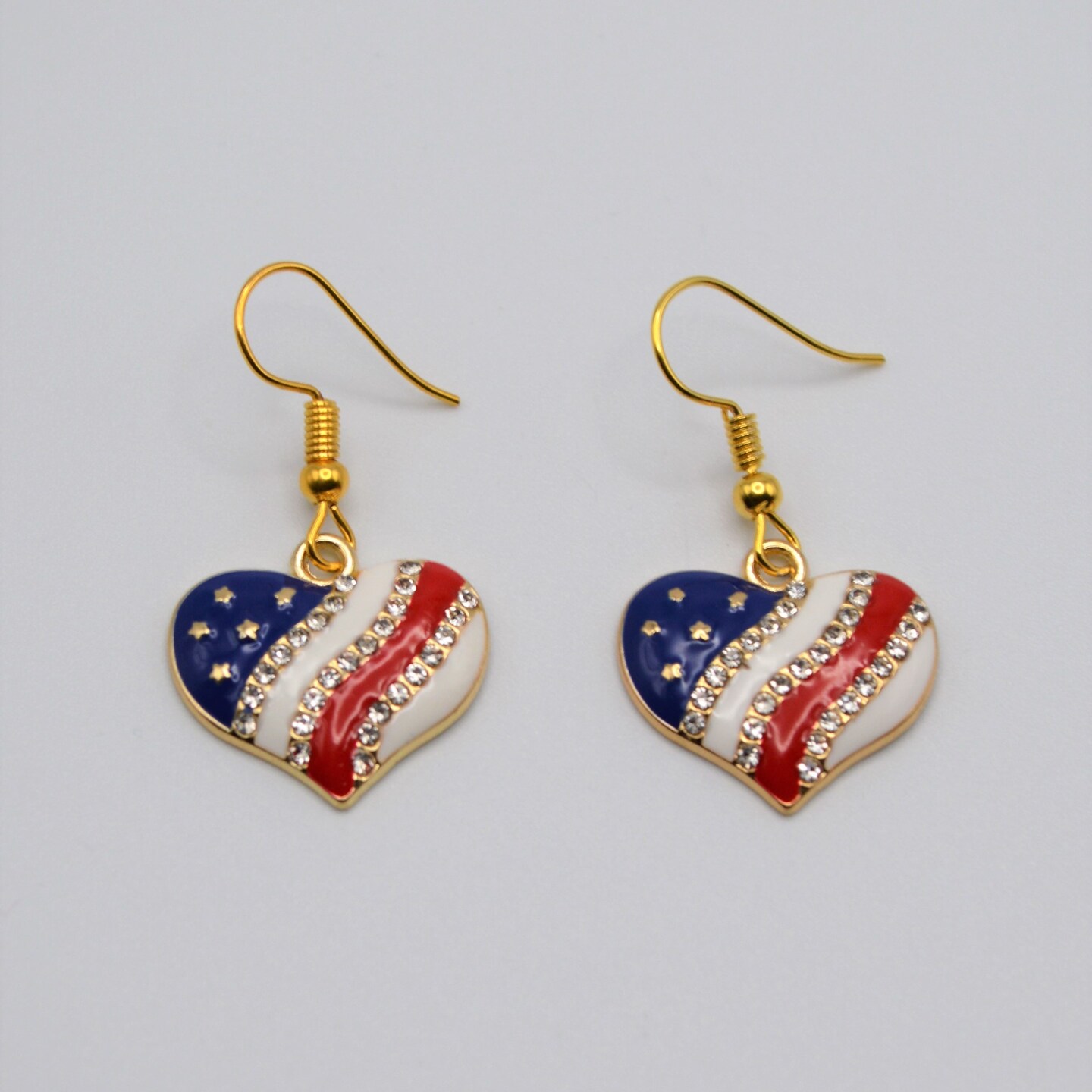 Enamel Heart Flag Patriotic Earrings and Necklace Set for 4th of July by Abundant Joy Jewelry product 3
