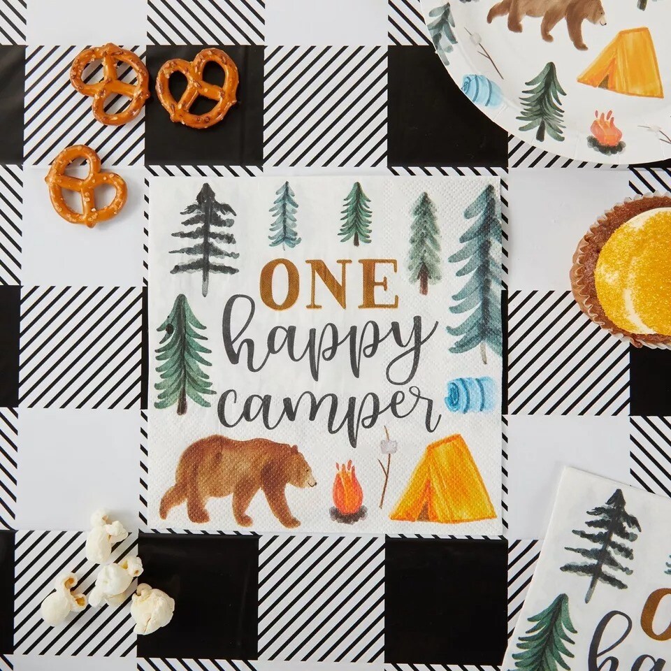 100 Pack One Happy Camper 1st Birthday Napkins