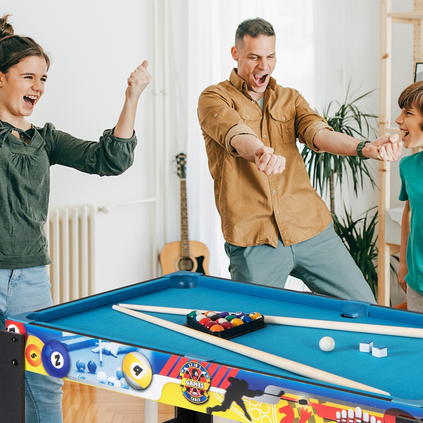 12-in-1 Combo Game Table Set With Foosball Air Hockey Pool Chess And Ping Pong